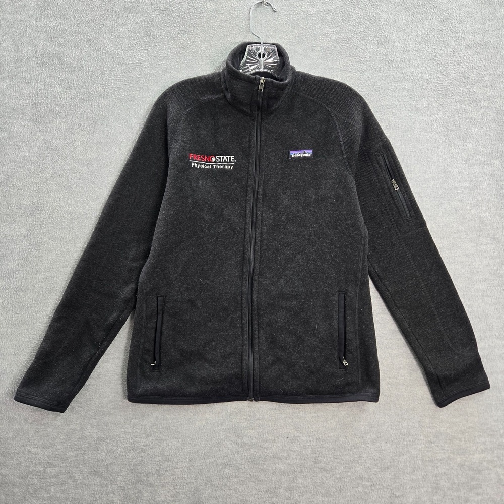 Patagonia Women Jacket Medium Gray Full Zip Pockets Fleece Logo Mock Neck